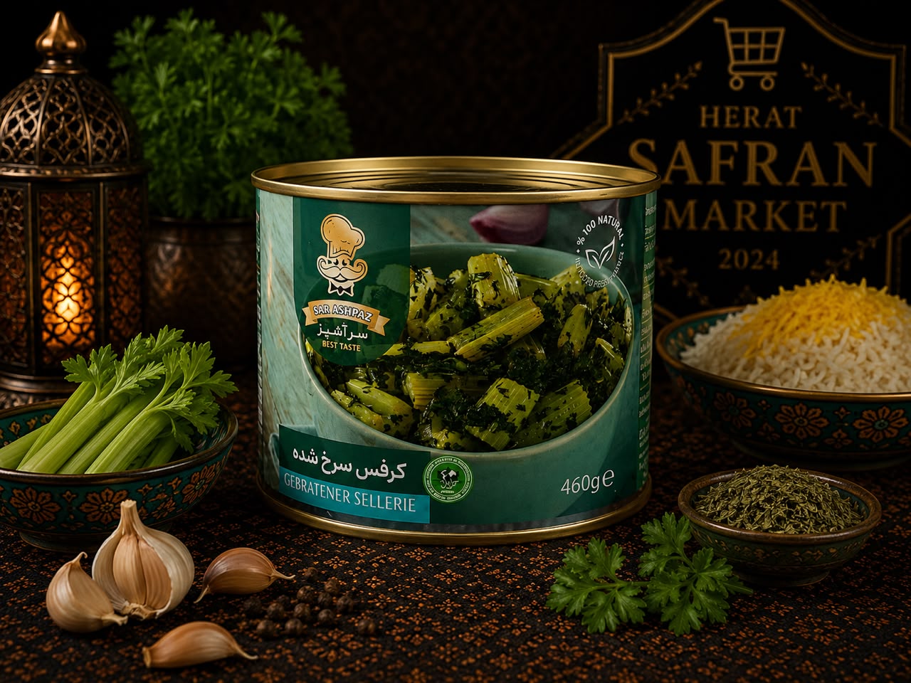 Sar Ashpaz Gebratener Sellerie – Persische Gemüsespezialität (460 g)