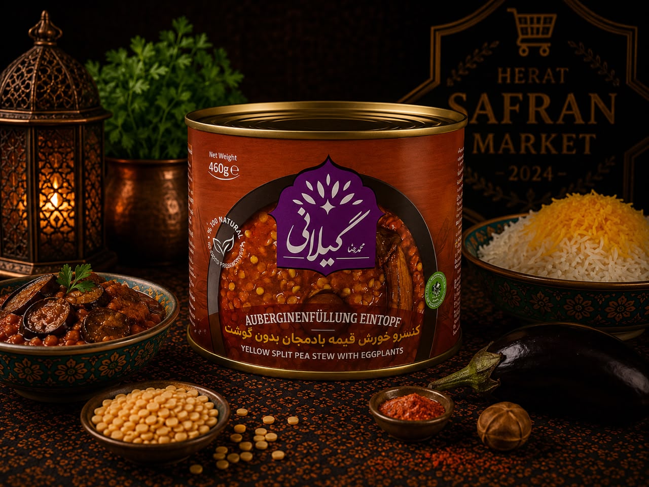 Gilani Auberginenfüllung Eintopf – Persischer Gheymeh Bademjan ohne Fleisch (460 g)